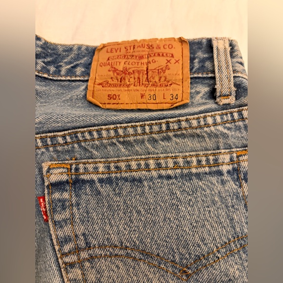 Vintage Levi's Light Blue Straight Leg Jeans tag size 30 x 34 - Picture 3 of 8